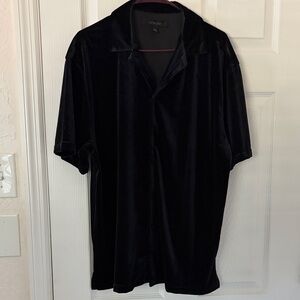 Men's Black Velvet Casual Button Down Shirt